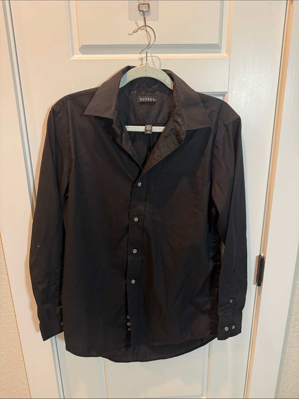 George Men's Black Button-Up Dress Shirt